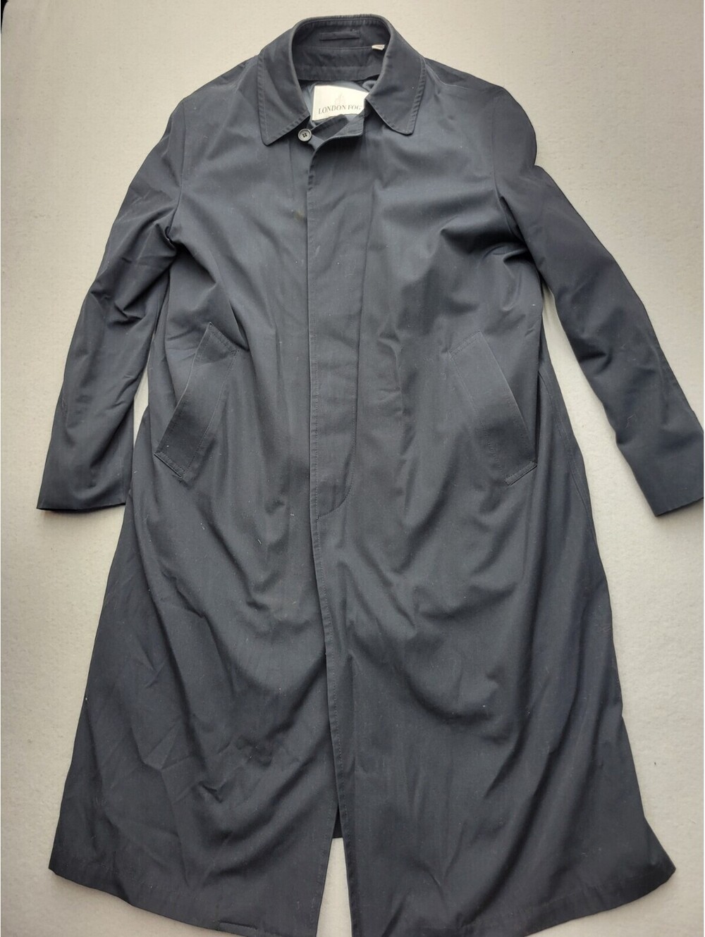London Fog Women Coat 36 Blue Overcoat Solid Long Button Unknown Casual Classic